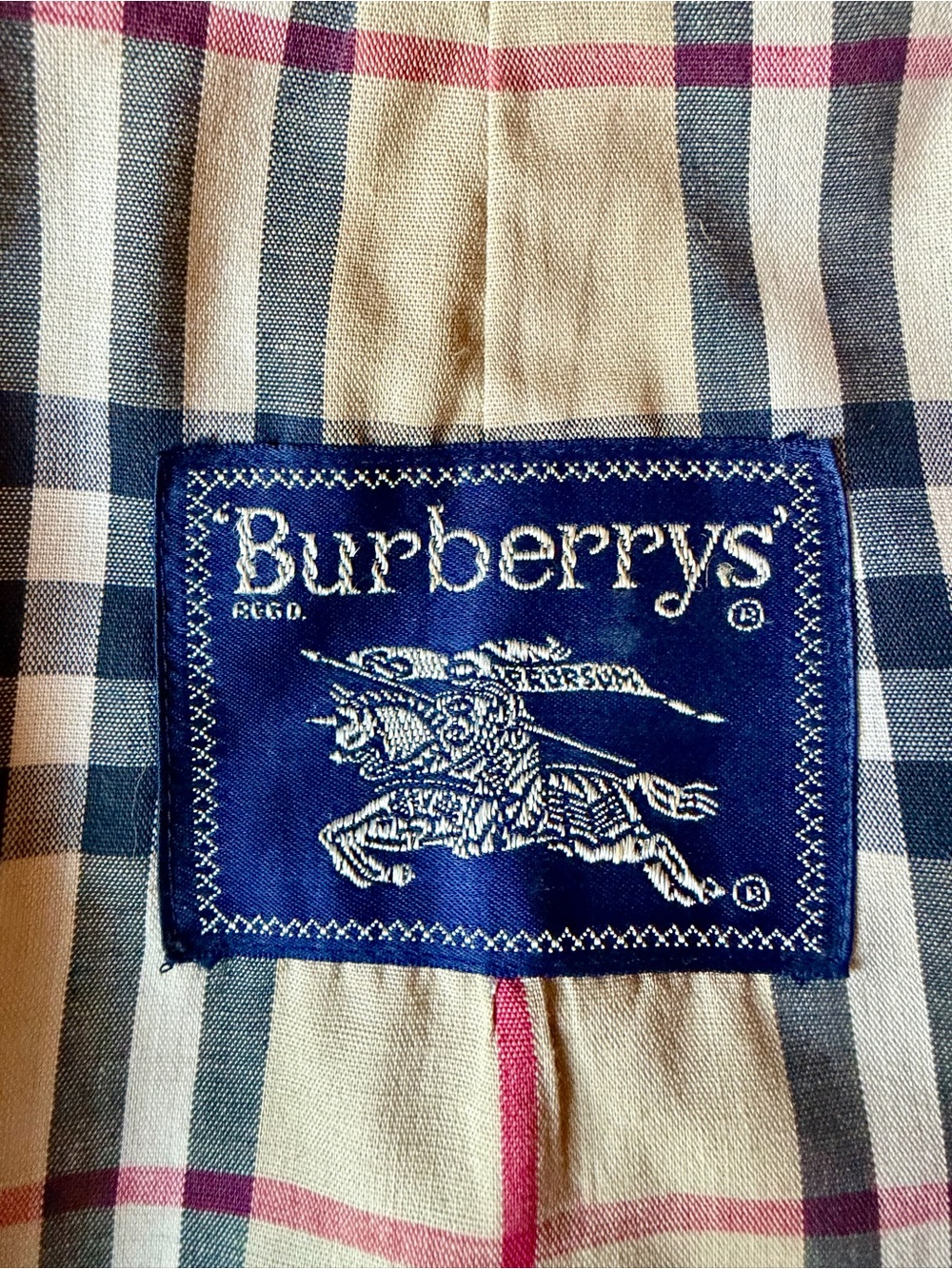 Vintage Burberrys Balmacaan Trench Rain Coat Nova Check Lining Khaki 42R 90s XL - Picture 8 of 13